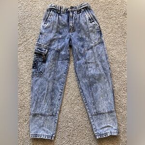 Vintage Mens Bugle Boy Special Forces Acid Wash Tapered Jeans in Size 28